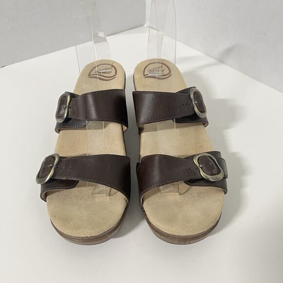 Dansko Sophie Brown Leather Slide Sandals Size 9 US / 40 EU Excellent - Picture 3 of 10